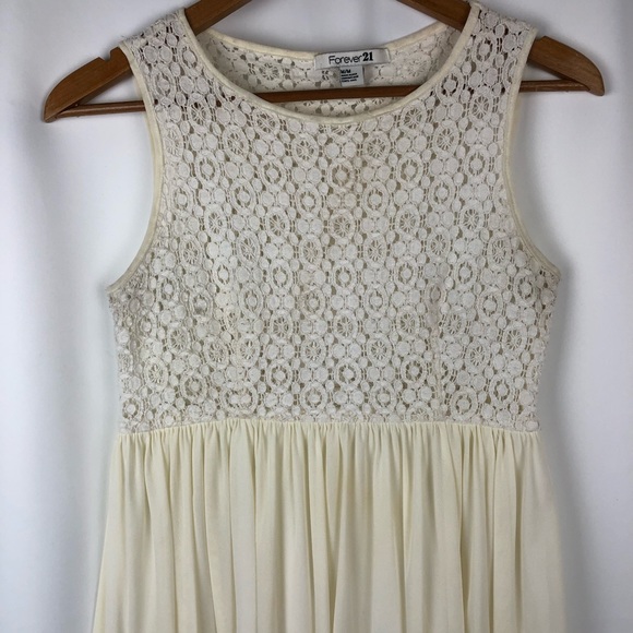 Forever 21 Cream Crochet Chest Mini Dress - Size Medium - Picture 4 of 14